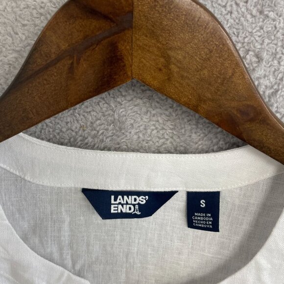 NEW Lands' End Women's S White Linen/Viscose Tunic Top 3/4 Sleeve Split Neck - Picture 6 of 10